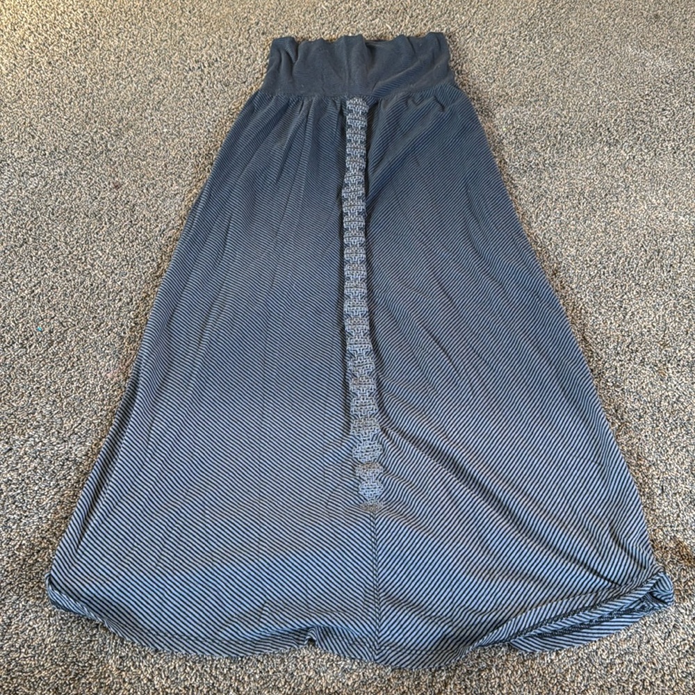 PrAna Benita Embroidered Ombré Striped Fold Over Maxi Skirt